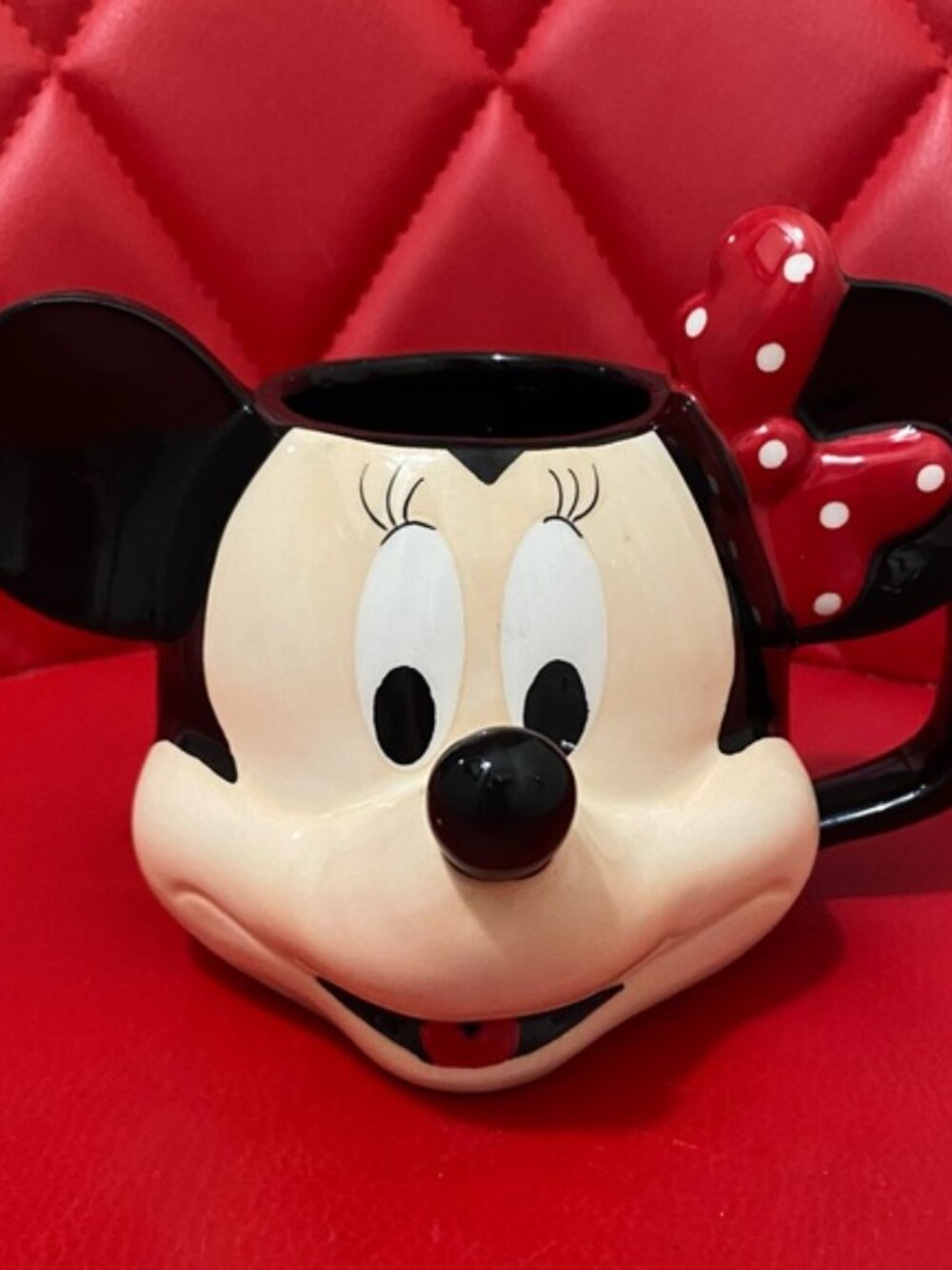 3D Vintage Retro Disney Minnie Mouse Face Shaped Ceramic Collectible Coffee Mug